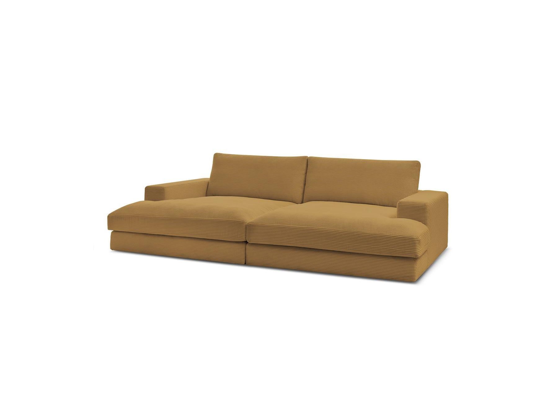 Fixed Straight 4-Seater Compact Sofa Deep Seat - Leonard - Corduroy