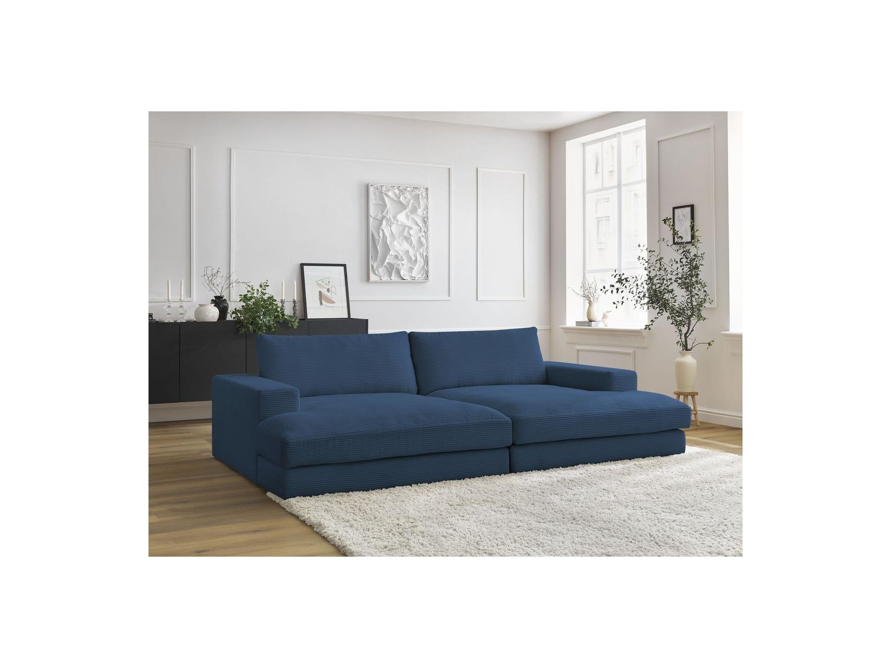 Fixed Straight 4-Seater Compact Sofa Deep Seat - Leonard - Corduroy