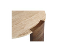 Mesa de centro redonda - Tablero de travertino y patas de madera maciza de acacia - Torvi