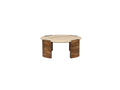 Mesa de centro redonda - Tablero de travertino y patas de madera maciza de acacia - Torvi