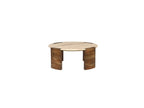 Mesa de centro redonda - Tablero de travertino y patas de madera maciza de acacia - Torvi