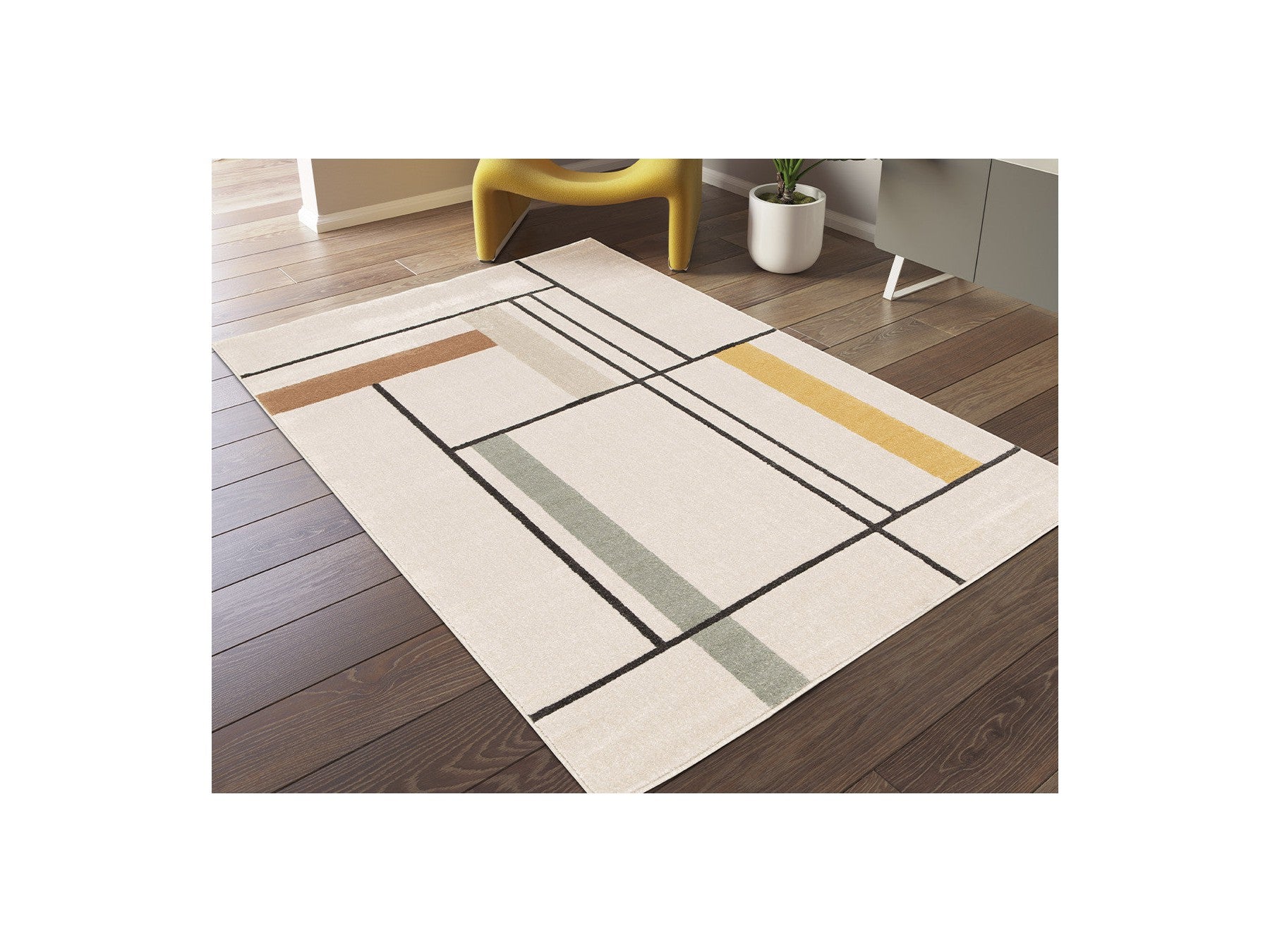 Emilien - Short Pile Rug - Abstract Pattern - Multicoloured