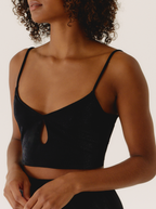 Top Drop Black Glitter Crop Top