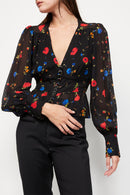 The Kooples - Black Silk Blouse - Woman