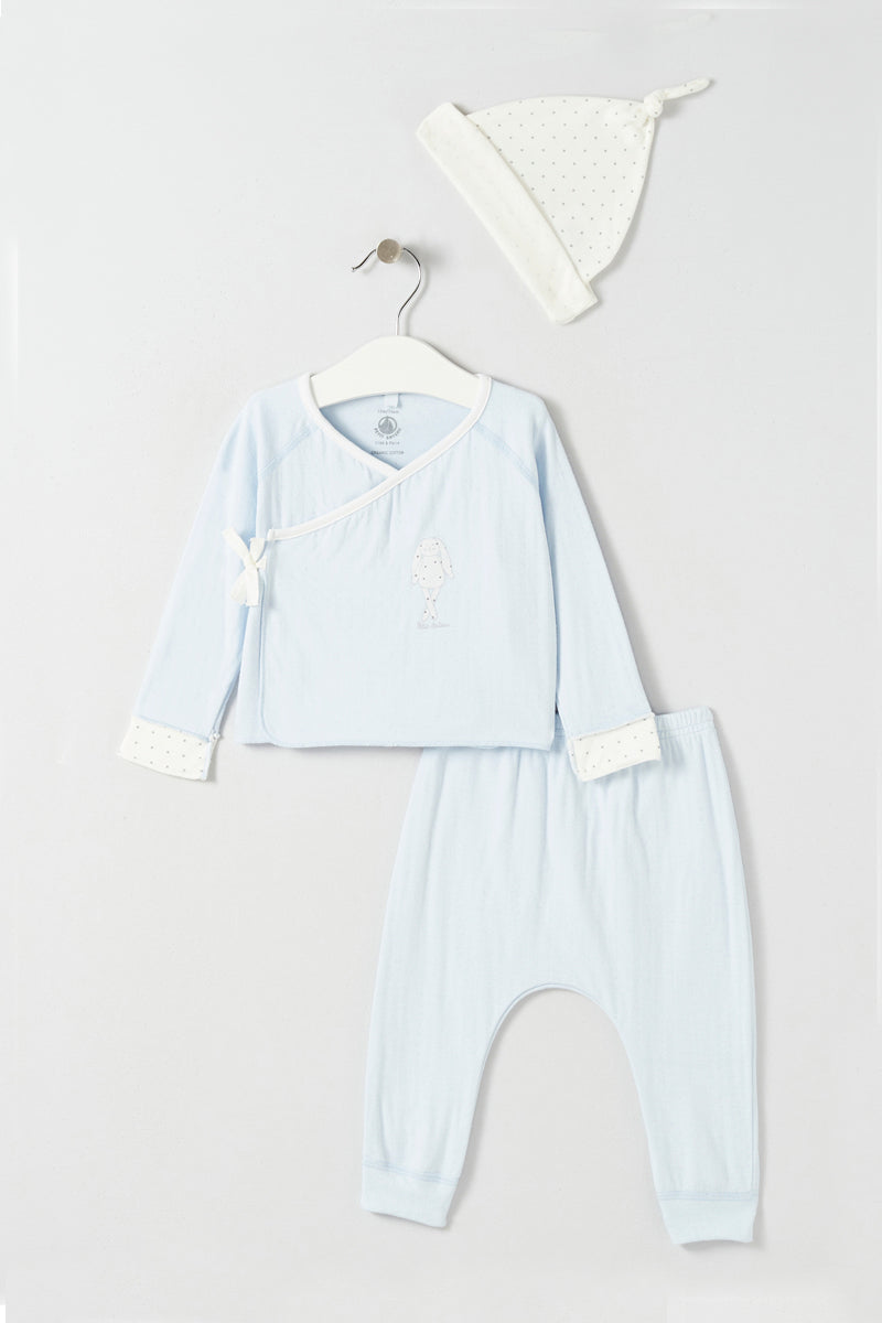 3-Piece Pyjamas - Blue And White - Baby Boy