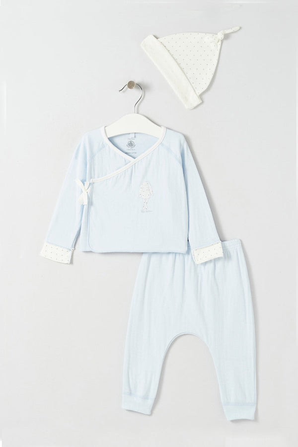 Pijama 3 Piezas - Azul Y Blanco - Bebé Niño