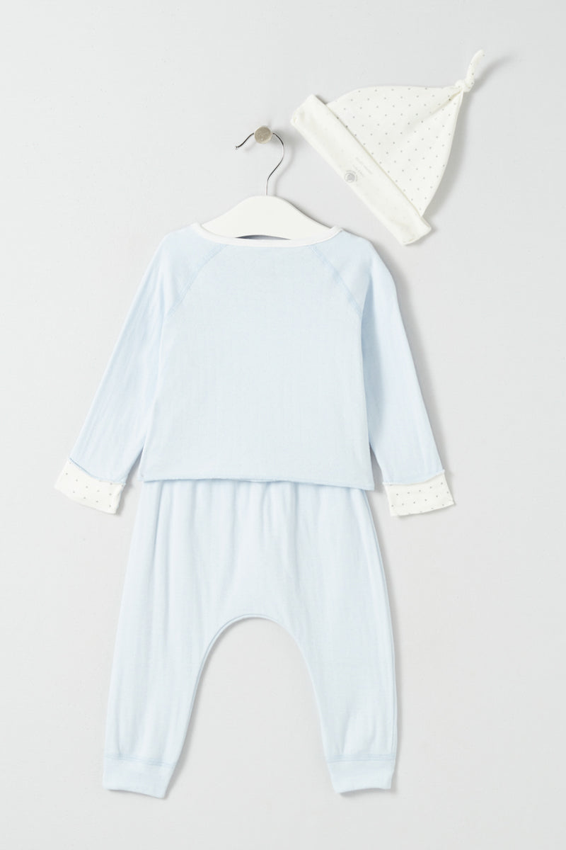 3-Piece Pyjamas - Blue And White - Baby Boy