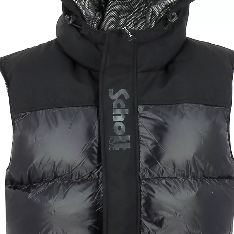 Schott - Doudoune Sans Manches Stamford - Noir Et Argent