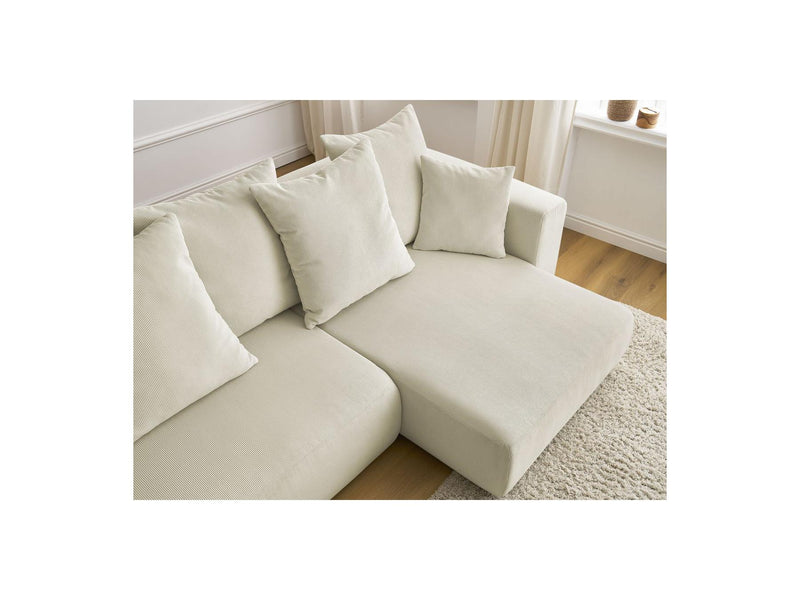 Sidonie - Canapé D'Angle Convertible Réversible Coffre - Velours Côtelé
