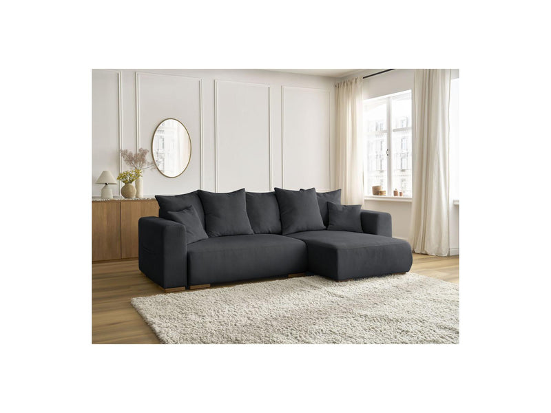 Sidonie - Canapé D'Angle Convertible Réversible Coffre - Velours Côtelé