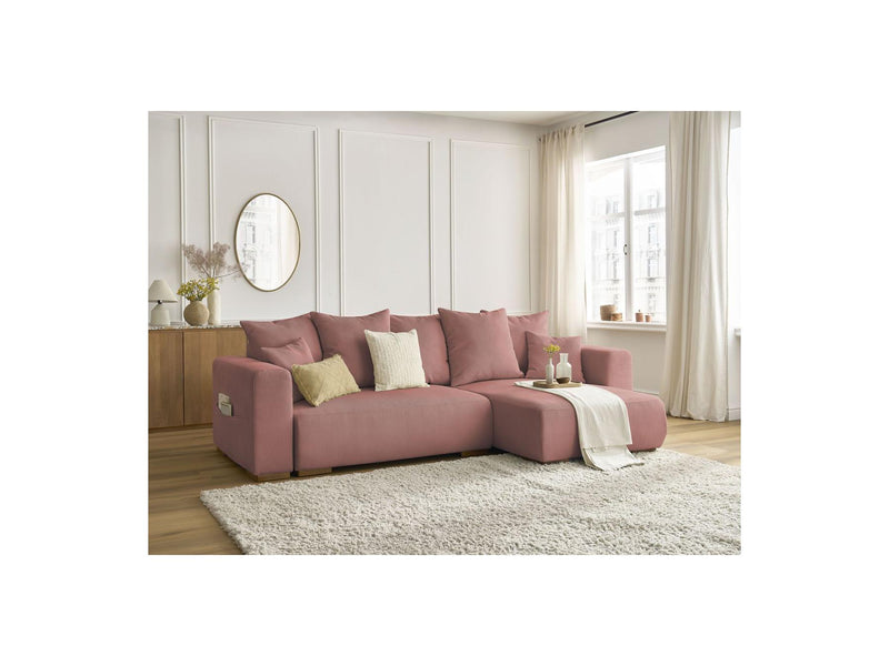 Sidonie - Canapé D'Angle Convertible Réversible Coffre - Velours Côtelé