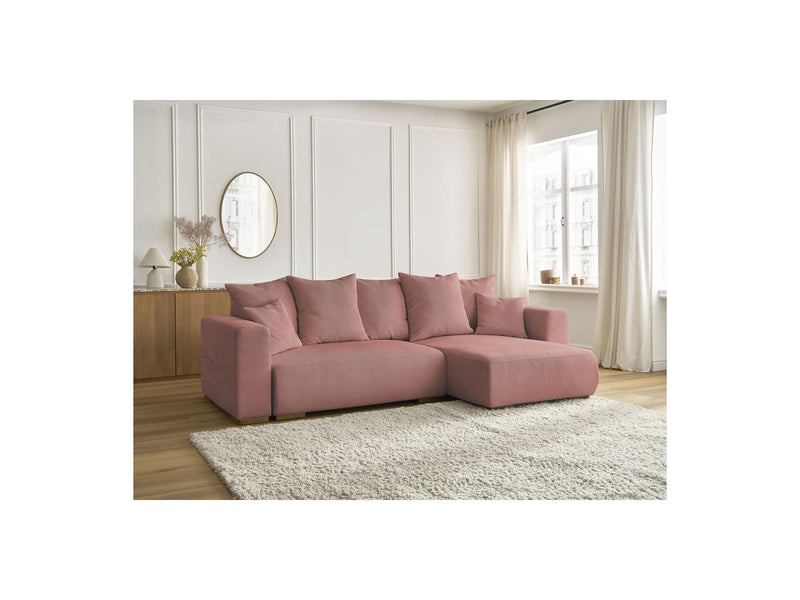 Sidonie - Canapé D'Angle Convertible Réversible Coffre - Velours Côtelé
