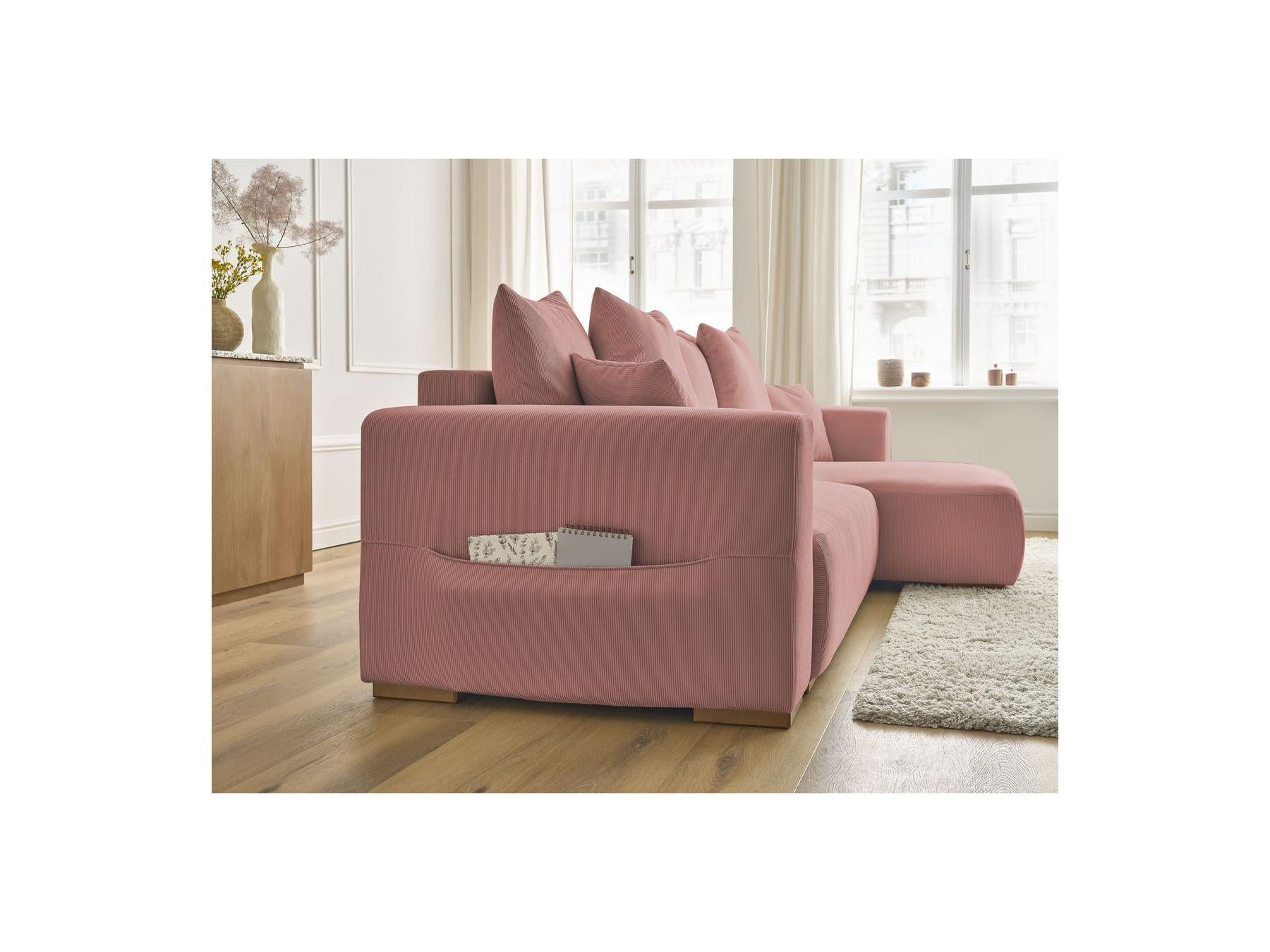 Sidonie - Sofá esquinero convertible reversible con arcón - Terciopelo acanalado