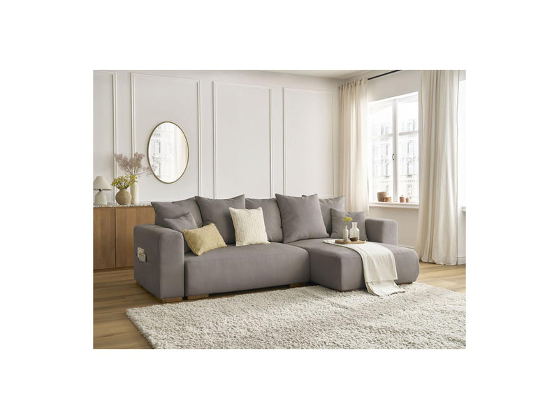 Sidonie - Canapé D'Angle Convertible Réversible Coffre - Velours Côtelé