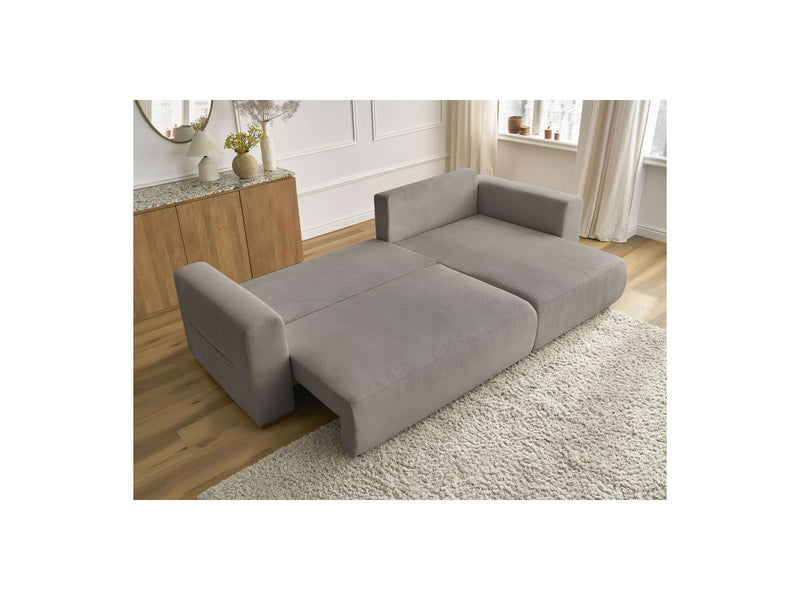 Sidonie - Canapé D'Angle Convertible Réversible Coffre - Velours Côtelé