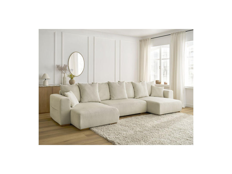 Canapé Panoramique Convertible Coffre - Sidonie - Velours Côtelé