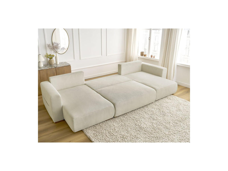 Canapé Panoramique Convertible Coffre - Sidonie - Velours Côtelé