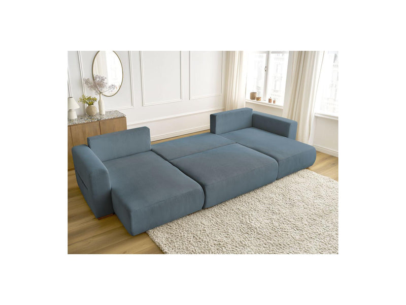 Canapé Panoramique Convertible Coffre - Sidonie - Velours Côtelé