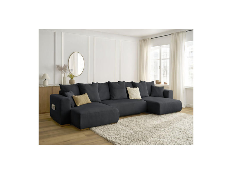 Canapé Panoramique Convertible Coffre - Sidonie - Velours Côtelé