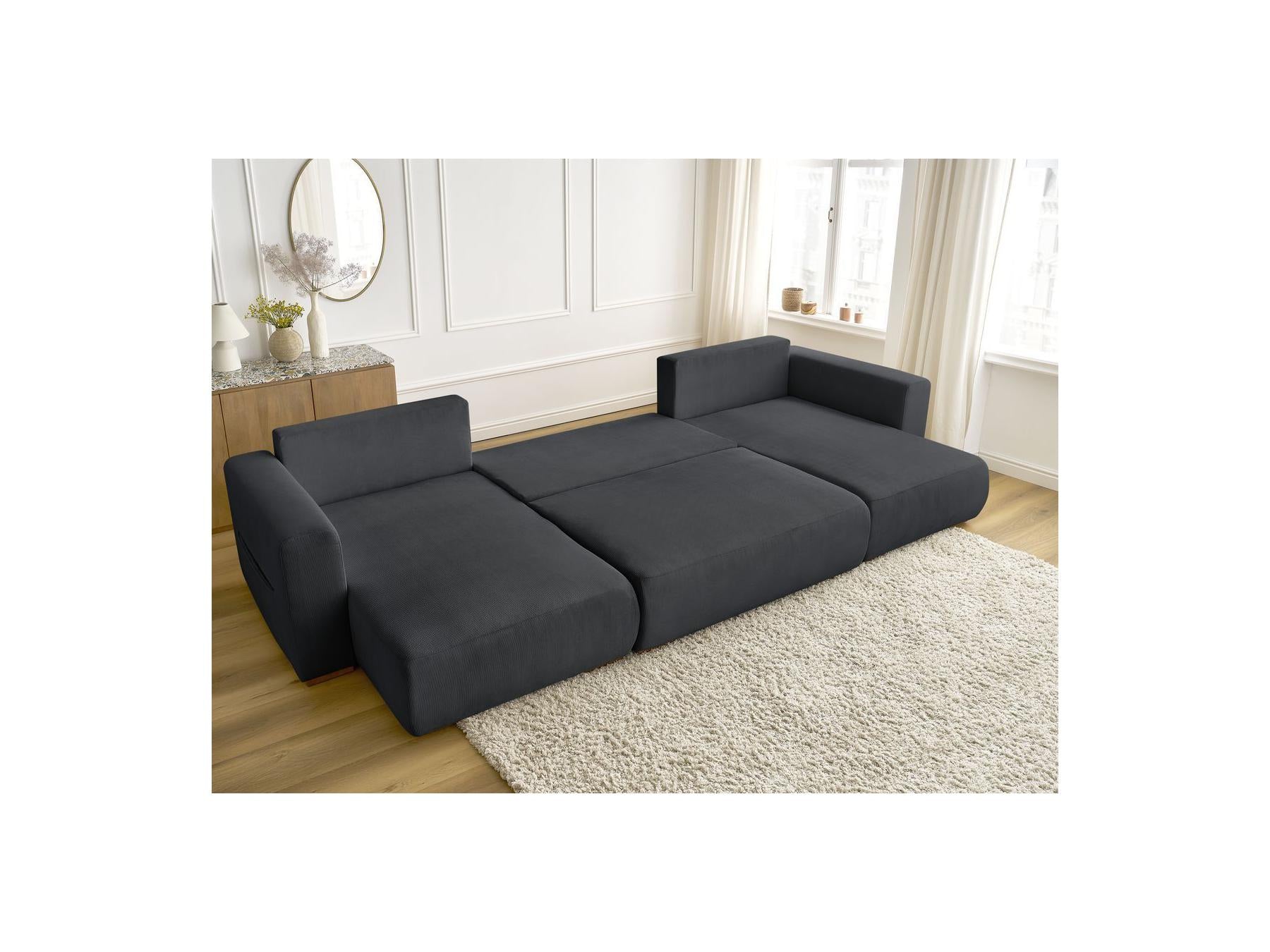 Sidonie - Convertible Panoramic Sofa with Storage - Corduroy
