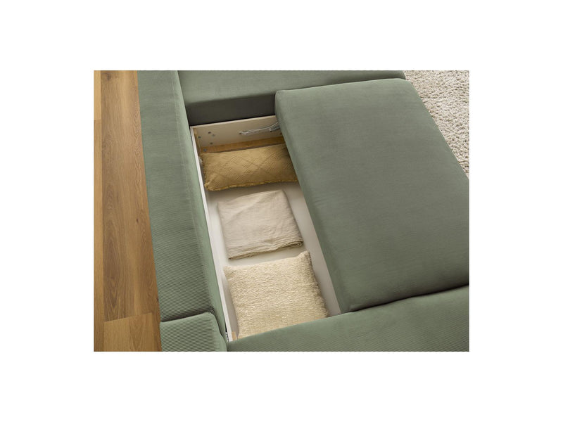 Canapé Panoramique Convertible Coffre - Sidonie - Velours Côtelé