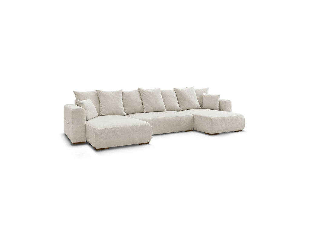 Sidonie - Convertible Panoramic Sofa with Storage Compartment - Heathered Fabric