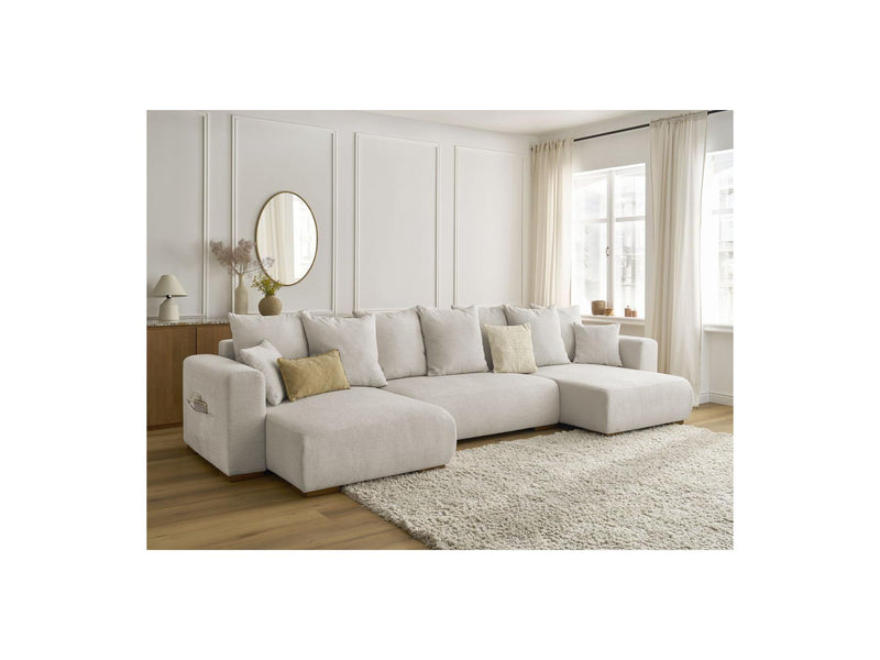 Canapé Panoramique Convertible Coffre - Sidonie - Tissu Chiné