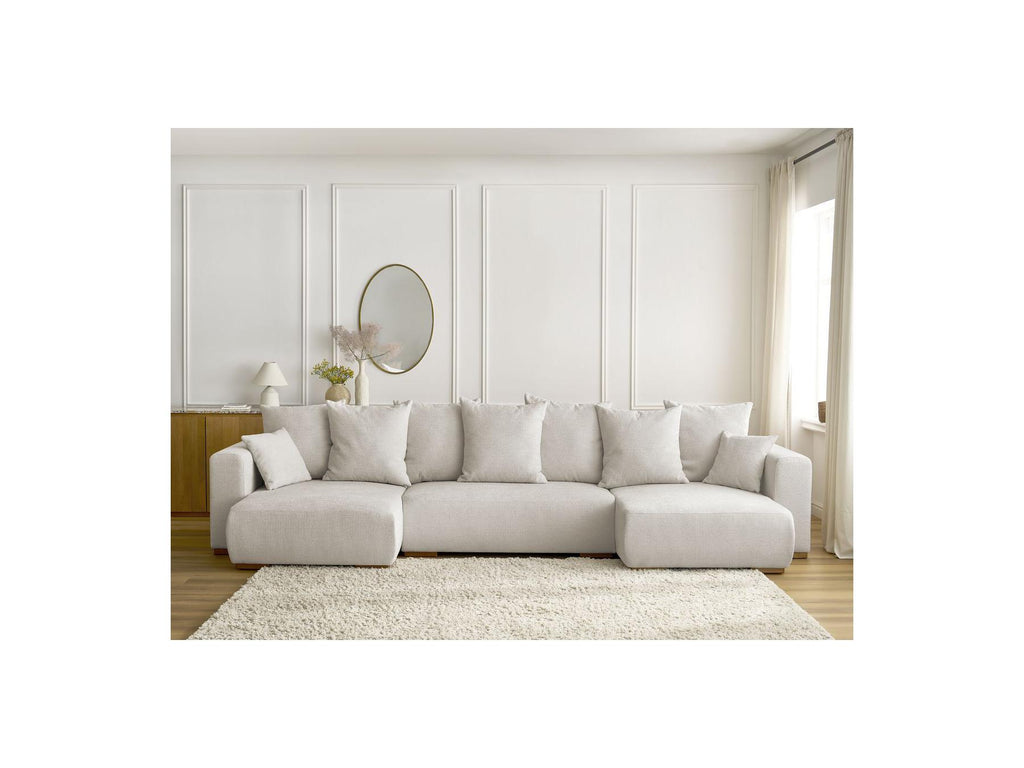 Sidonie - Convertible Panoramic Sofa with Storage Compartment - Heathered Fabric