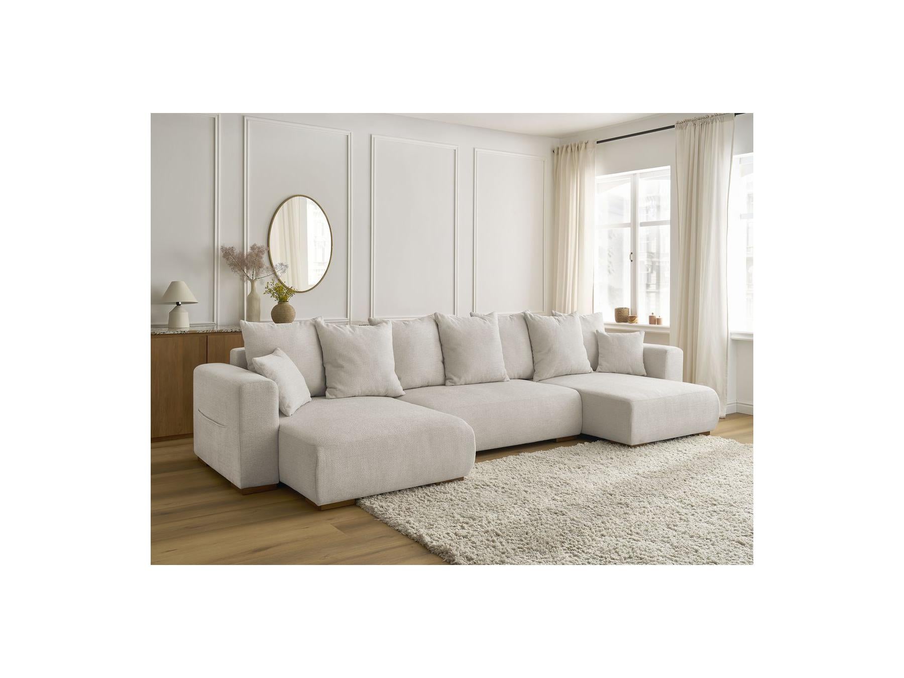 Sidonie - Convertible Panoramic Sofa with Storage Compartment - Heathered Fabric