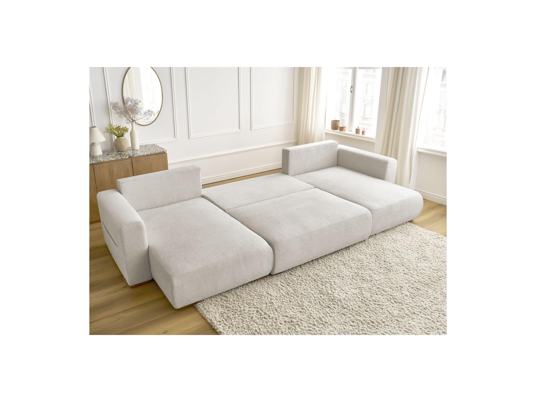 Sidonie - Convertible Panoramic Sofa with Storage Compartment - Heathered Fabric