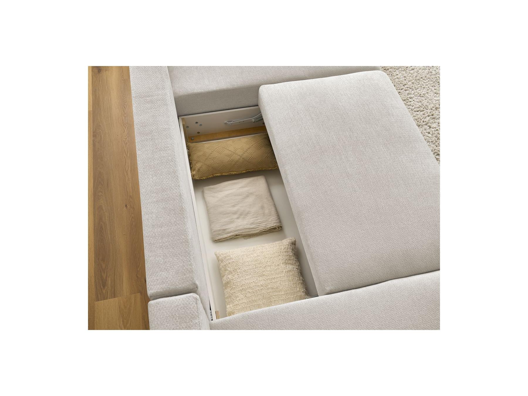 Sidonie - Convertible Panoramic Sofa with Storage Compartment - Heathered Fabric