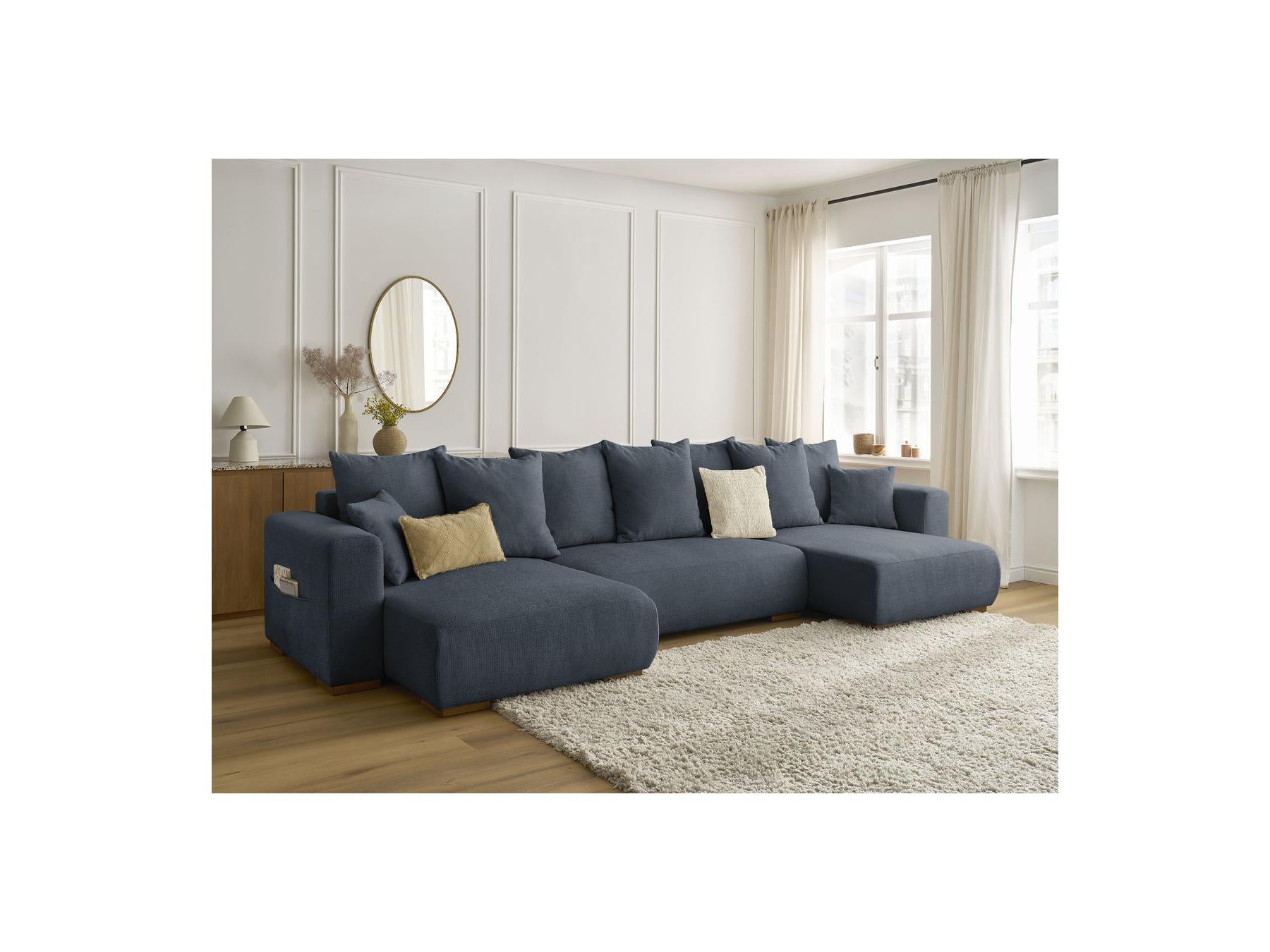 Sidonie - Convertible Panoramic Sofa with Storage Compartment - Heathered Fabric