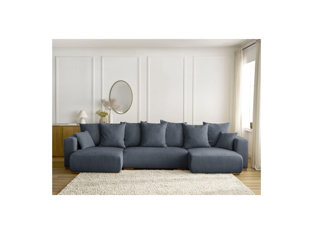 Sidonie - Convertible Panoramic Sofa with Storage Compartment - Heathered Fabric