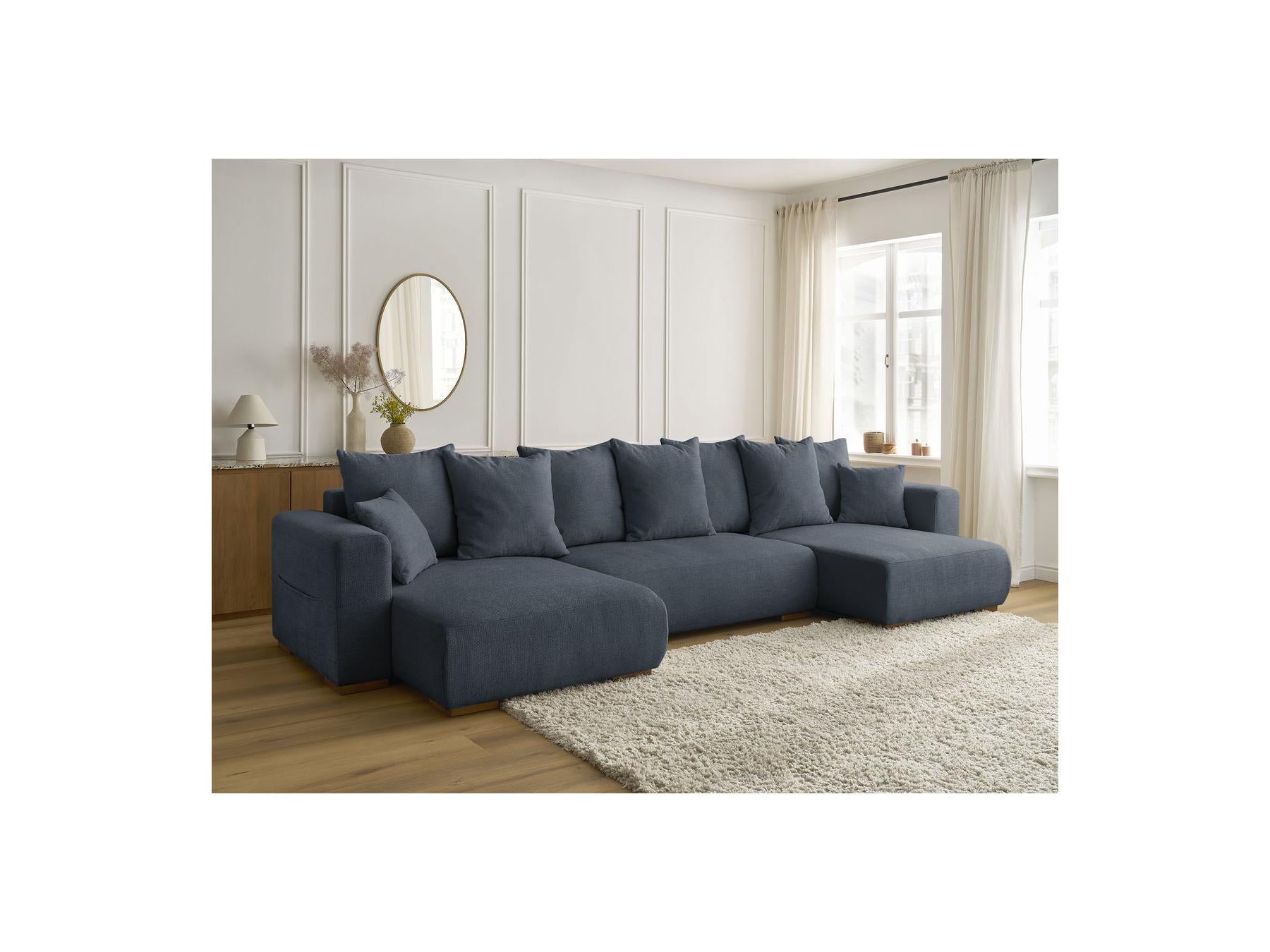 Sidonie - Convertible Panoramic Sofa with Storage Compartment - Heathered Fabric