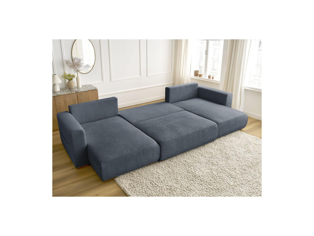 Sidonie - Convertible Panoramic Sofa with Storage Compartment - Heathered Fabric