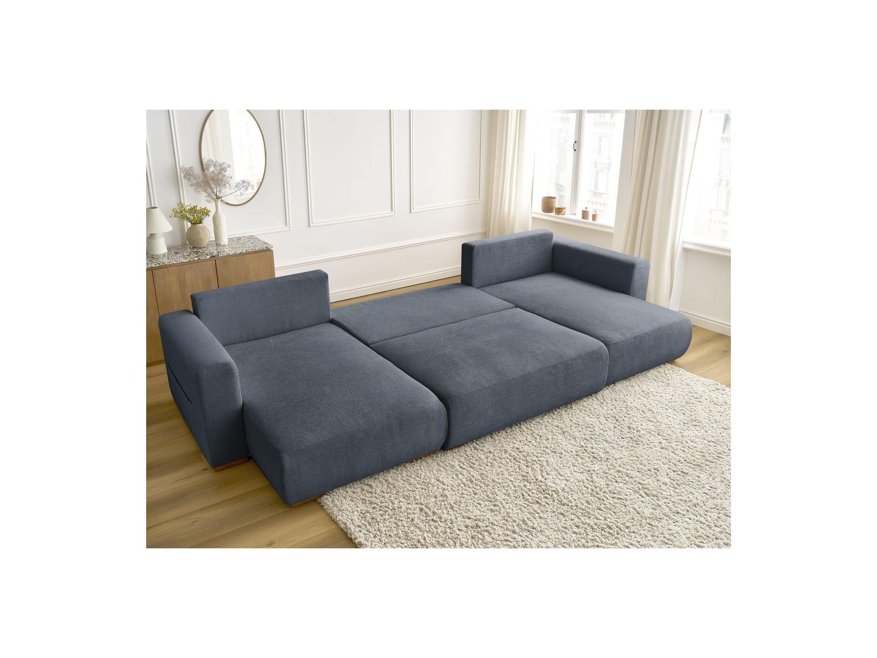Sidonie - Convertible Panoramic Sofa with Storage Compartment - Heathered Fabric