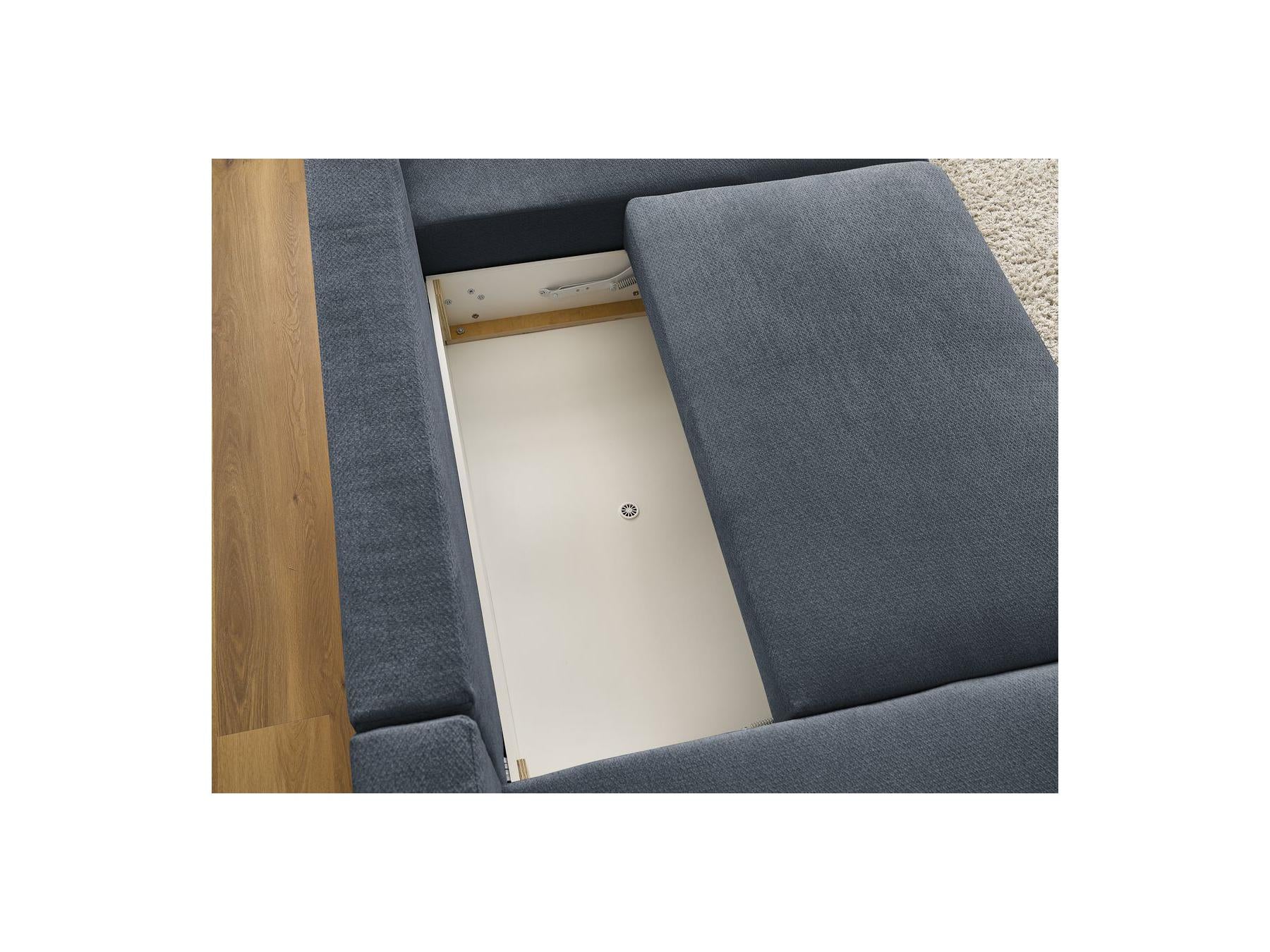 Sidonie - Convertible Panoramic Sofa with Storage Compartment - Heathered Fabric