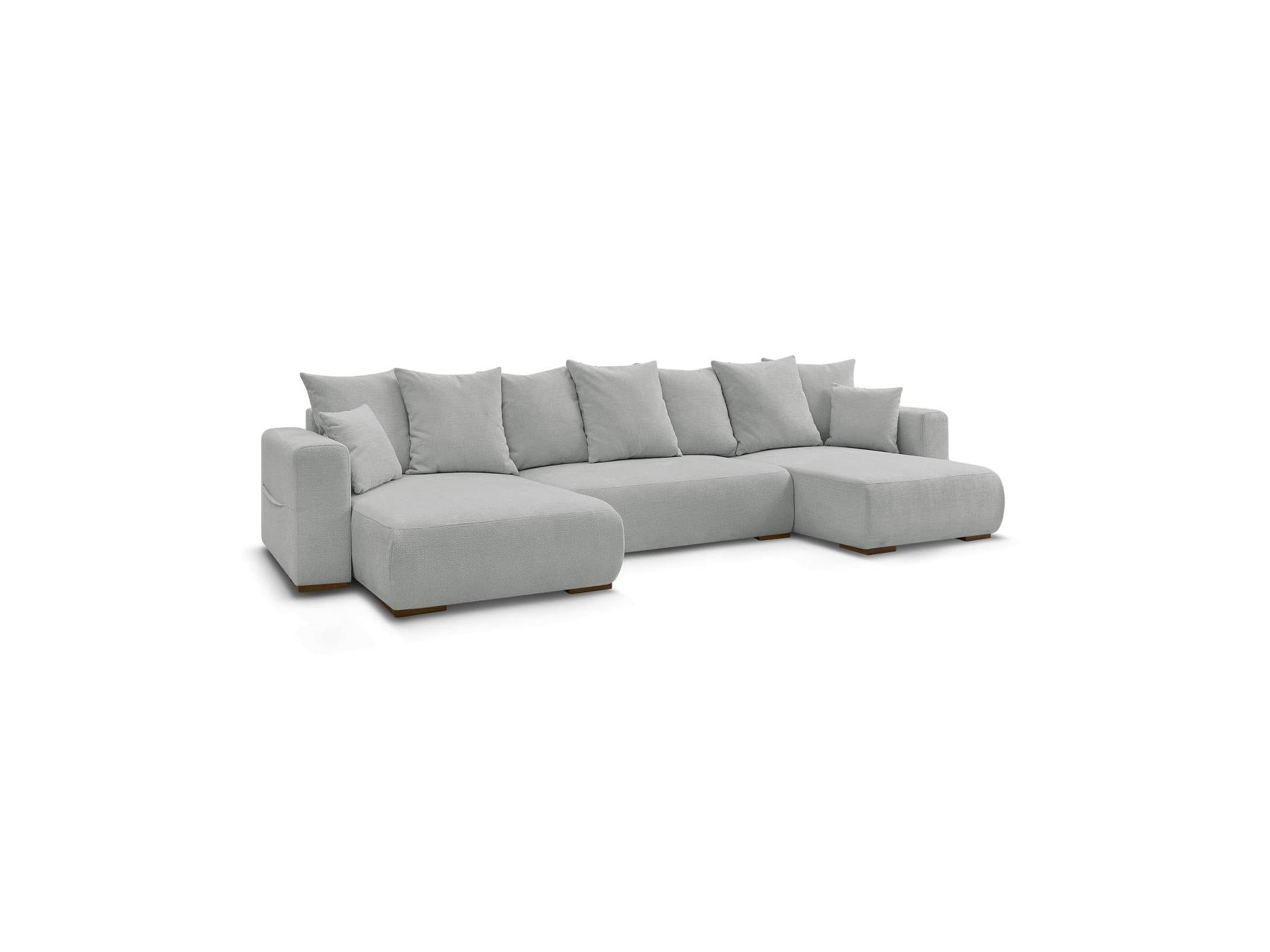Sidonie - Convertible Panoramic Sofa with Storage Compartment - Heathered Fabric