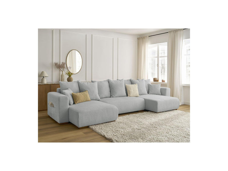 Canapé Panoramique Convertible Coffre - Sidonie - Tissu Chiné