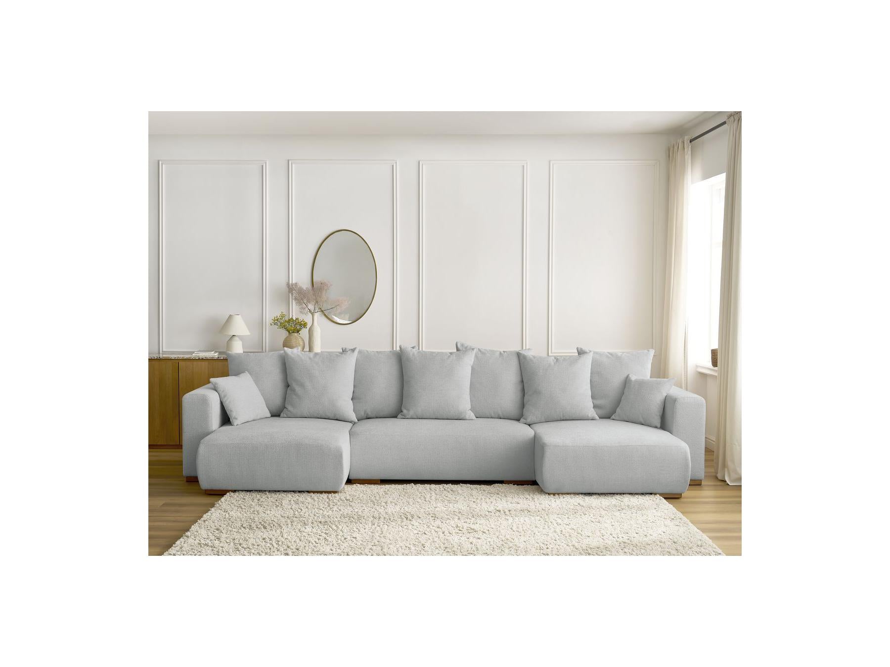 Sidonie - Convertible Panoramic Sofa with Storage Compartment - Heathered Fabric