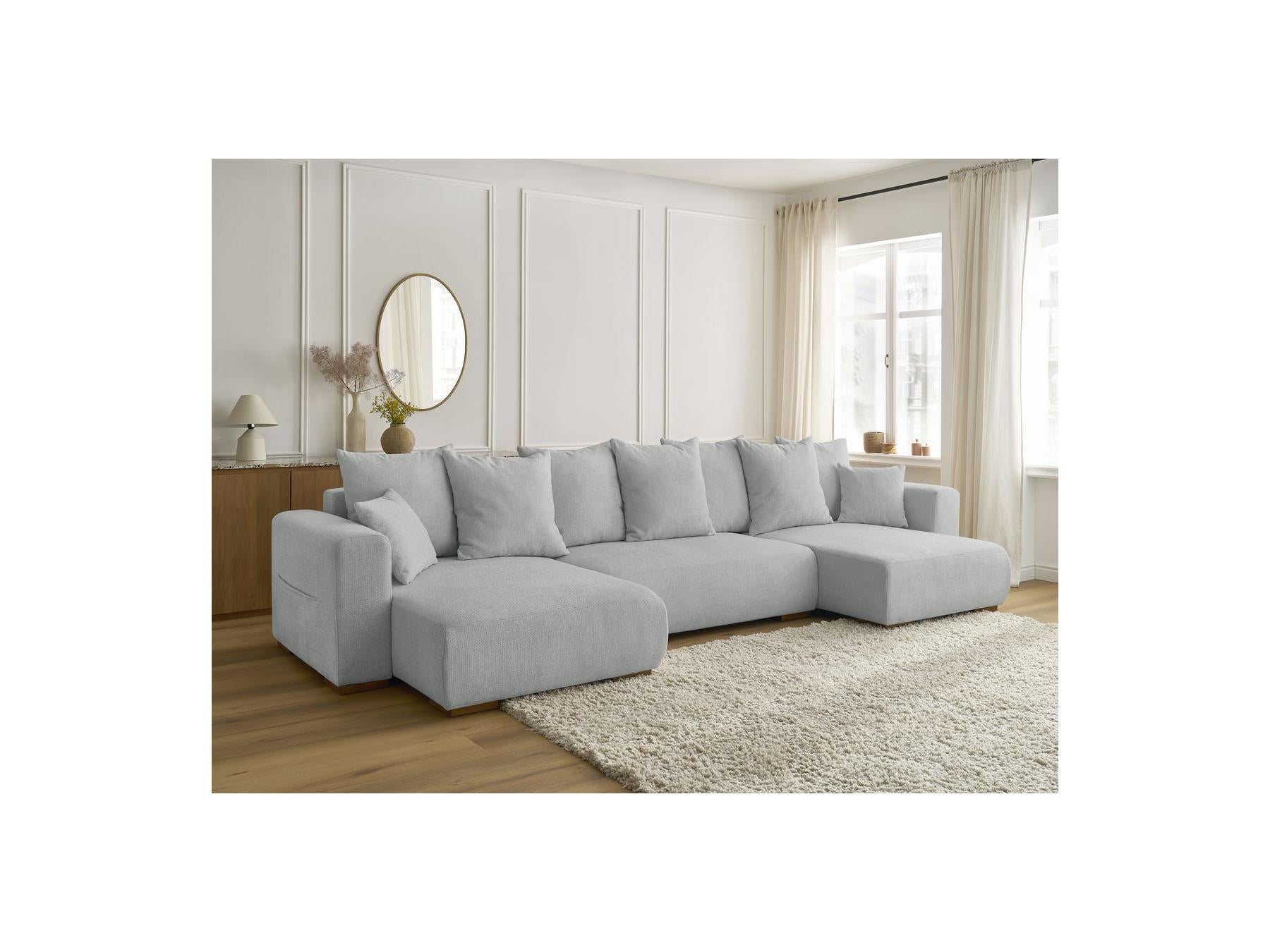 Sidonie - Convertible Panoramic Sofa with Storage Compartment - Heathered Fabric