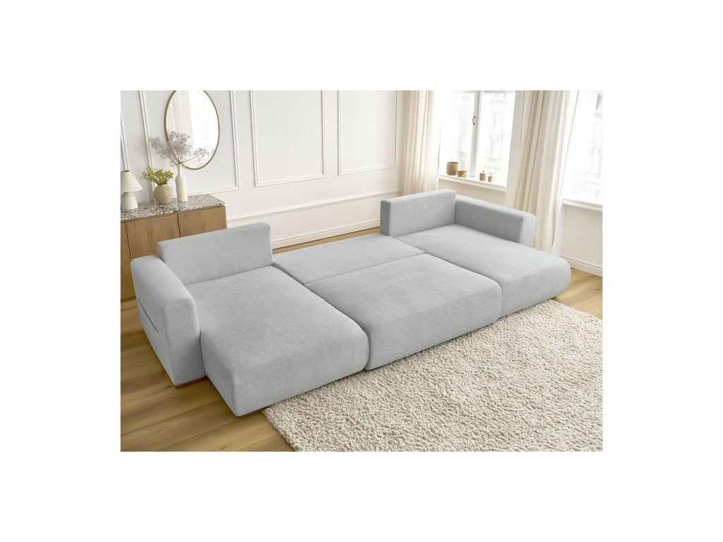 Sidonie - Convertible Panoramic Sofa with Storage Compartment - Heathered Fabric