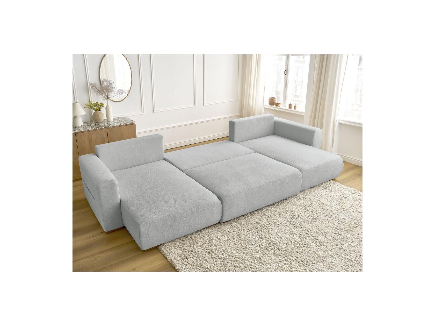 Sidonie - Convertible Panoramic Sofa with Storage Compartment - Heathered Fabric