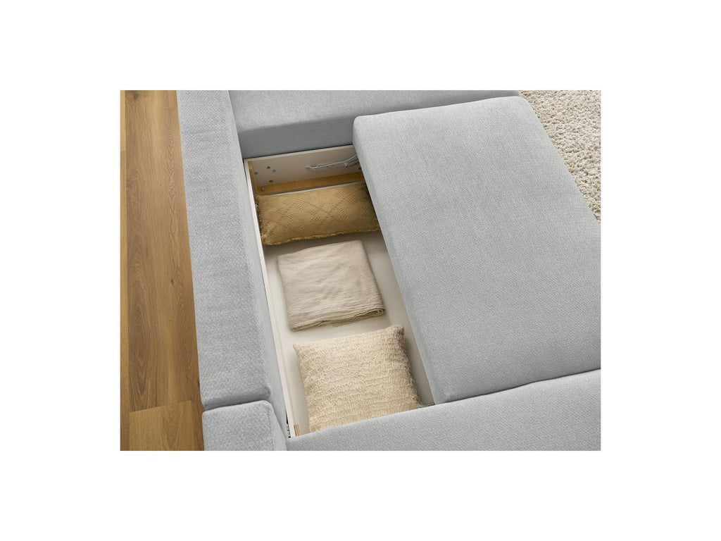 Sidonie - Convertible Panoramic Sofa with Storage Compartment - Heathered Fabric