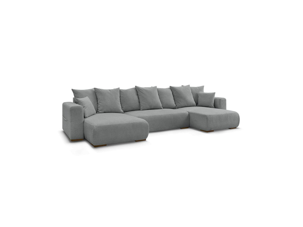 Sidonie - Convertible Panoramic Sofa with Storage Compartment - Heathered Fabric