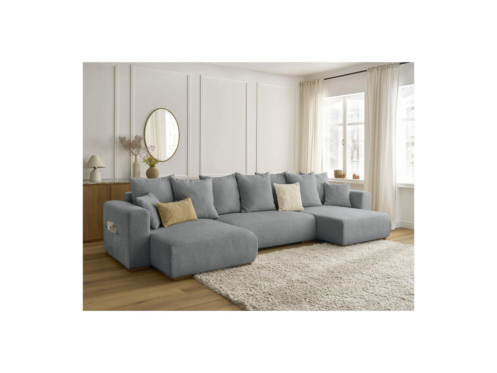 Sidonie - Convertible Panoramic Sofa with Storage Compartment - Heathered Fabric