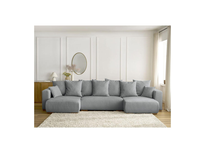 Canapé Panoramique Convertible Coffre - Sidonie - Tissu Chiné