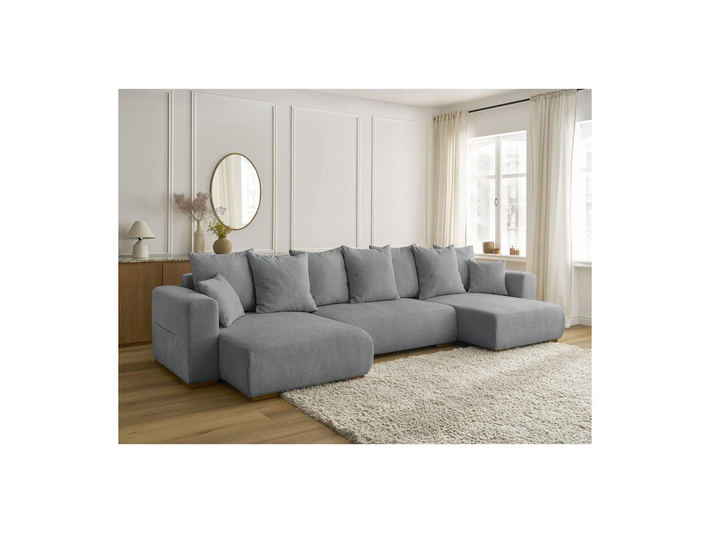 Sidonie - Convertible Panoramic Sofa with Storage Compartment - Heathered Fabric