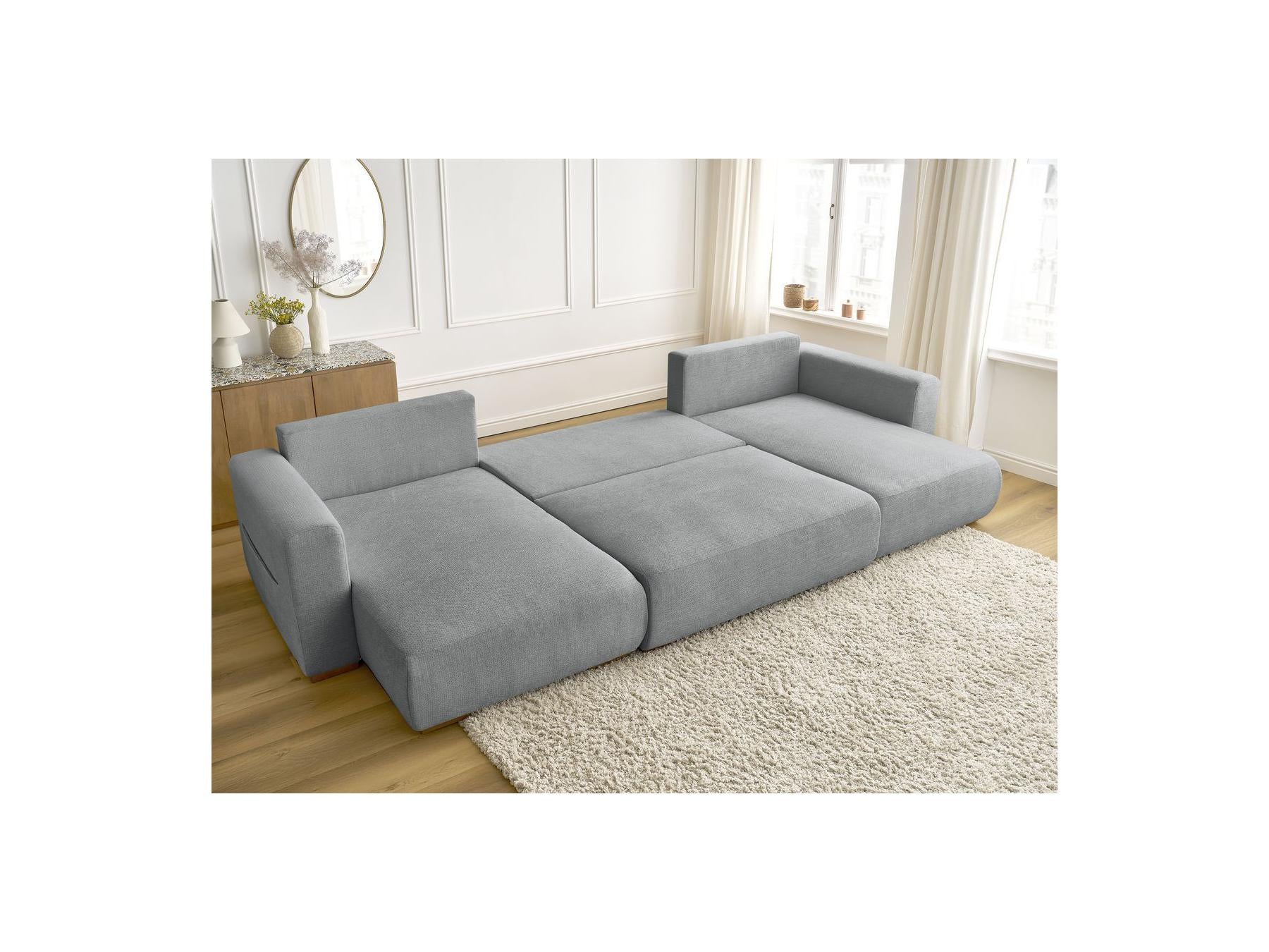 Sidonie - Convertible Panoramic Sofa with Storage Compartment - Heathered Fabric