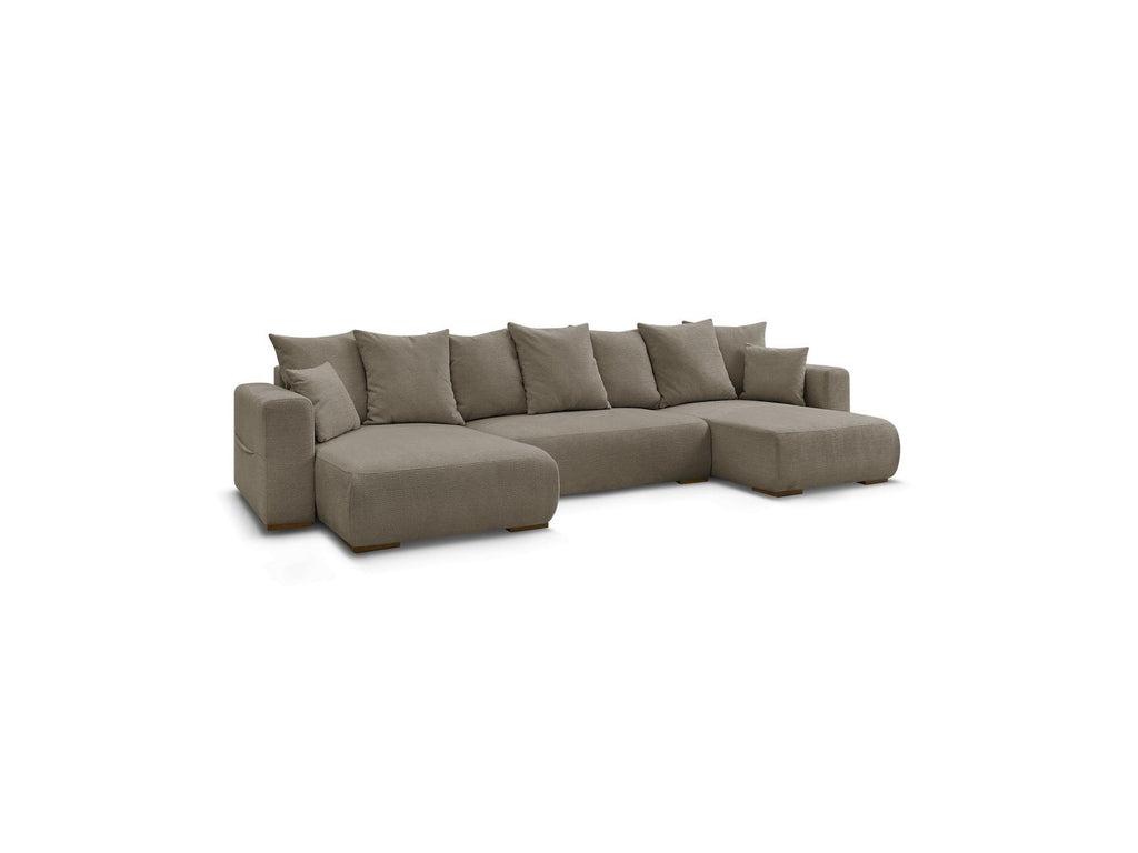 Sidonie - Convertible Panoramic Sofa with Storage Compartment - Heathered Fabric
